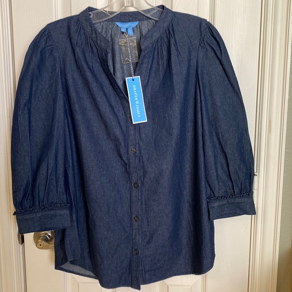 Draper James Tops - Draper James size S, chambray gathered shirt, dark washed blue